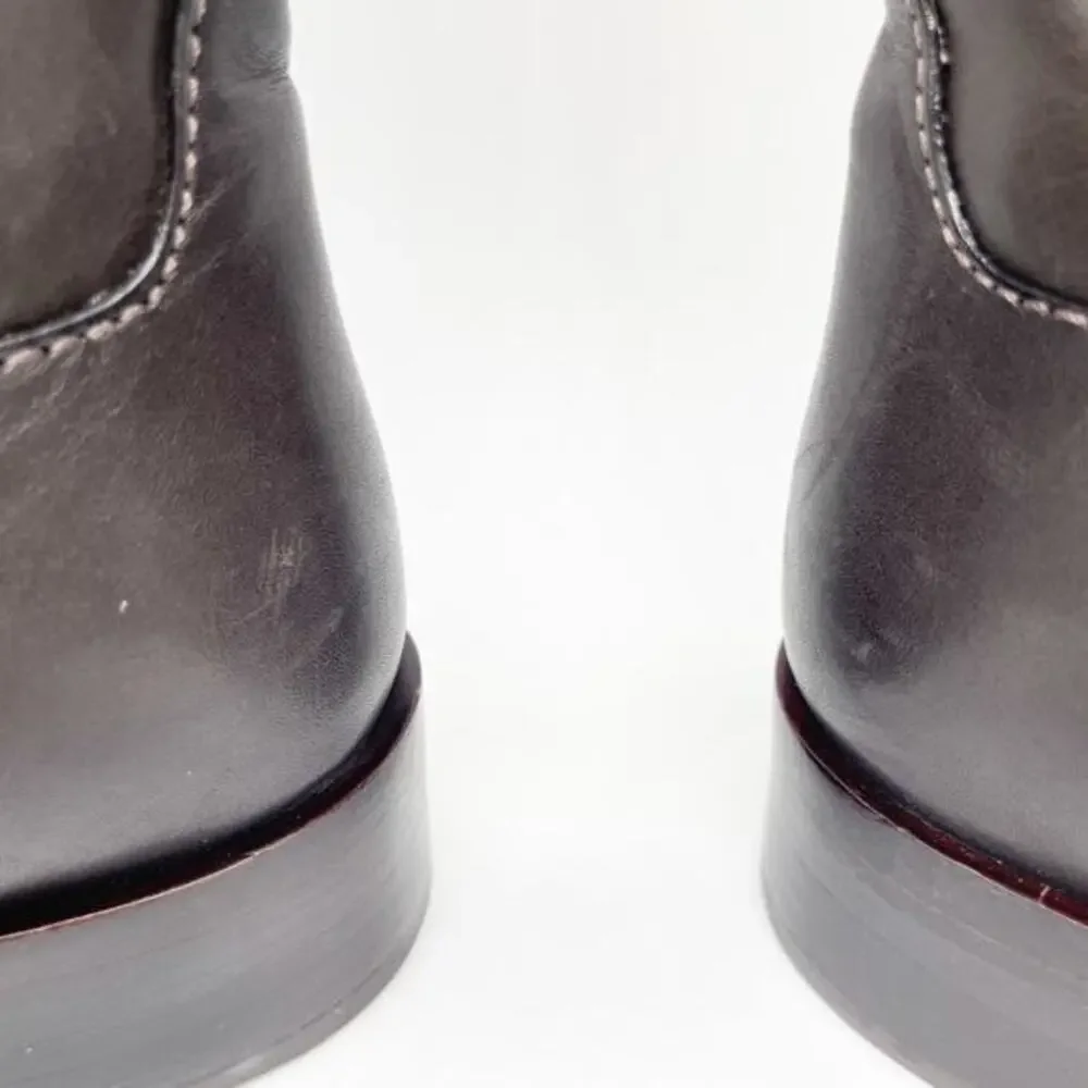Tory Burch‎ Women's The Riding Boot Logo Embossed Coconut Brown Size 6M